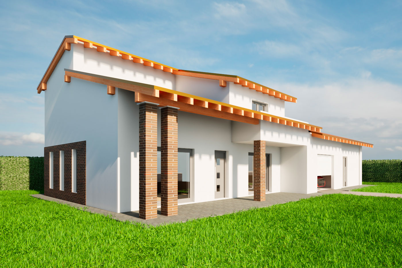 render villa in legno