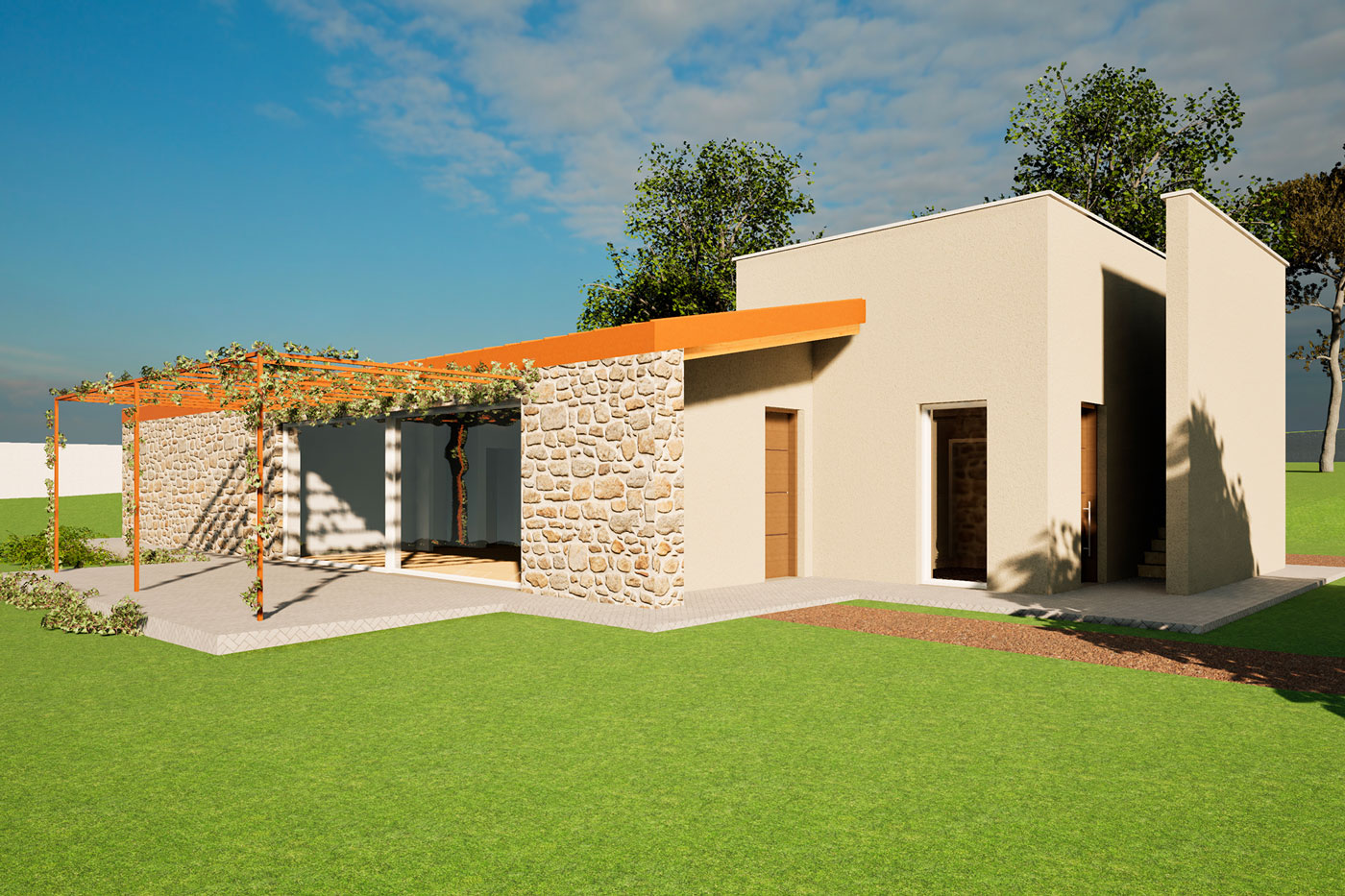 render villa in legno