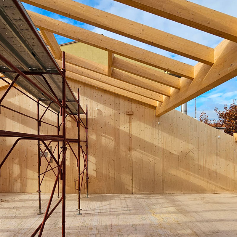 inizio costruzione tetto in legno
